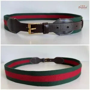 Gucci | Accessories | Auth Gucci Web Greenred Canvas Brown 